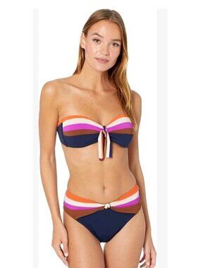 Robin Piccone Floral Halter Bikini Top M + Black Bottom S/M NWT 2-Piece Set